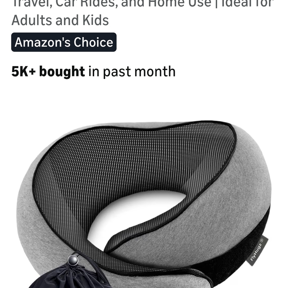 Gray Memory Foam Travel Neck Pillow